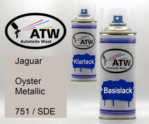 Jaguar, Oyster Metallic, 751 / SDE: 400ml Sprühdose + 400ml Klarlack - Set, von ATW Autoteile West.